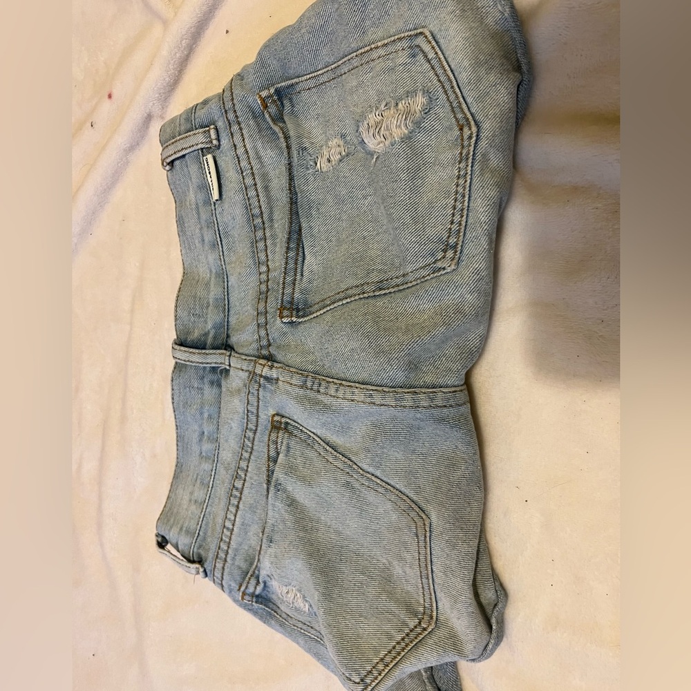 Light Blue Distressed Denim Shorts